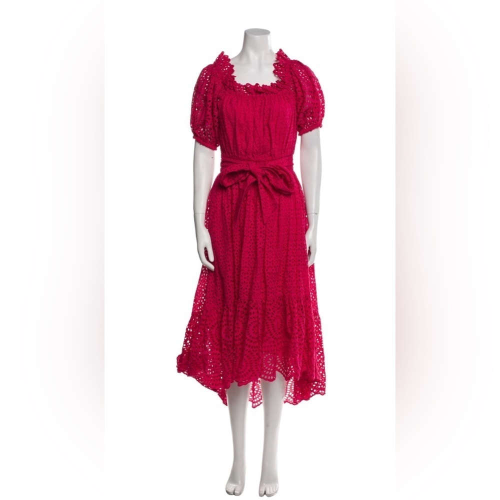 Ulla Johnson Hollie Lace Midi Dress Sz 2 Red Feminine Boho - Picture 3 of 10